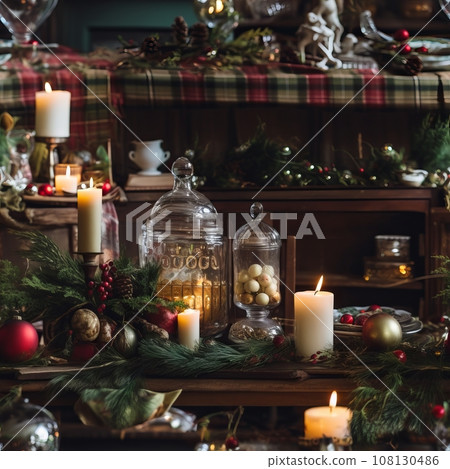Cozy vintage Christmas red and green colors background. 108130486