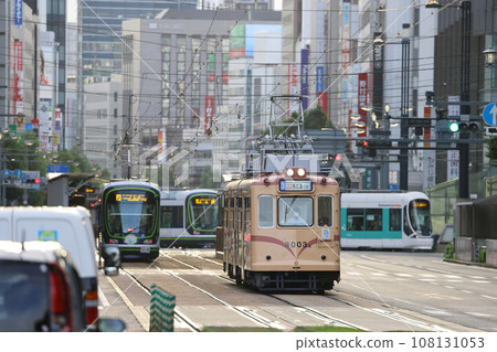 Hiroshima Electric Railway Tram 41 Type 3000 No. 3003 Kamiyacho West - In front of the Atomic Bomb Dome Hiroshima Electric Railway Tram 41 Type 3000 No. 3003 Kamiyacho West - In front of the Atomic Bomb Dome 108131053