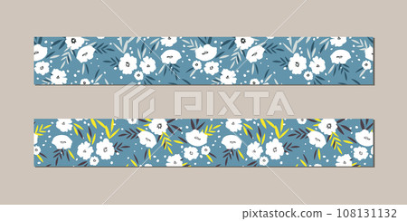 Vector illustration of a set of decorative ribbon stripes. Masking tape, satin or corsage, grssgrain tape, adhesive tapes for frames, scrapbooking. Packing patterned ribbons with foral ornament Vector illustration of a set of decorative ribbon stripes. Masking tape, satin or corsage, grssgrain tape, adhesive tapes for frames, scrapbooking. Packing patterned ribbons with foral ornament 108131132