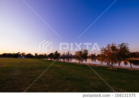 Albert Park at Sunset in Melbourne Australia 108131575