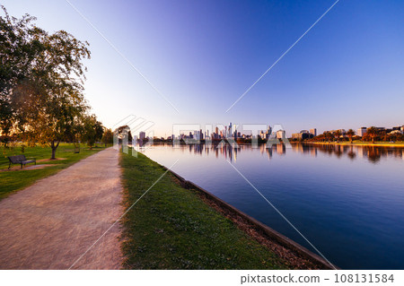 Albert Park at Sunset in Melbourne Australia 108131584