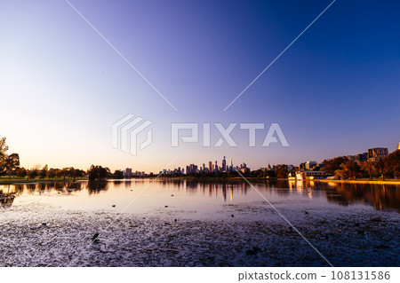 Albert Park at Sunset in Melbourne Australia Albert Park at Sunset in Melbourne Australia 108131586
