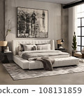 A living room filled with furniture and a large window 108131859
