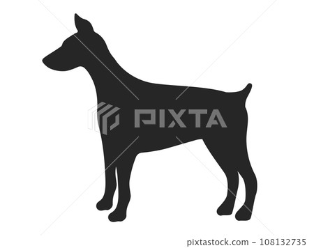 從側面看到的杜賓犬剪影的插圖 108132735