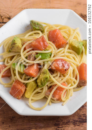 salmon and avocado pasta salmon and avocado pasta 108132762