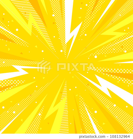 Background material Yellow Pop lightning attention background Lightning Impact Concentration Surprise dot Diagonal line 108132964