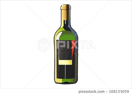 Vector wine watercolor bottle isolated on transparent background. Vector wine watercolor bottle isolated on transparent background. 108133059