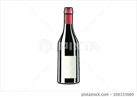 Vector wine watercolor bottle isolated on transparent background. 108133060