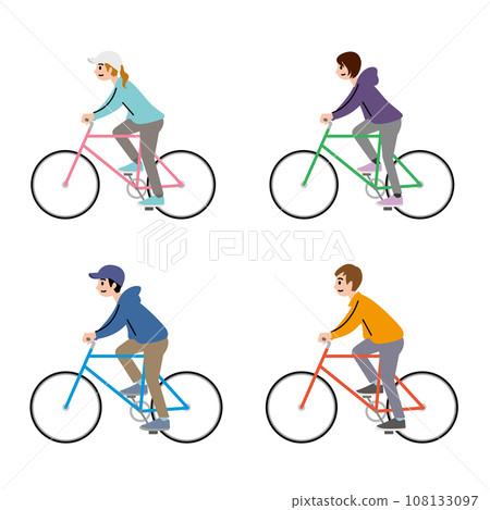 Young people casually riding bicycles 108133097