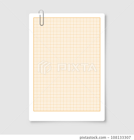 Sheet of graph paper with grid. Millimeter paper texture, geometric pattern. Orange lined blank for drawing, studying, technical engineering or scale measurement. Vector illustration 108133307