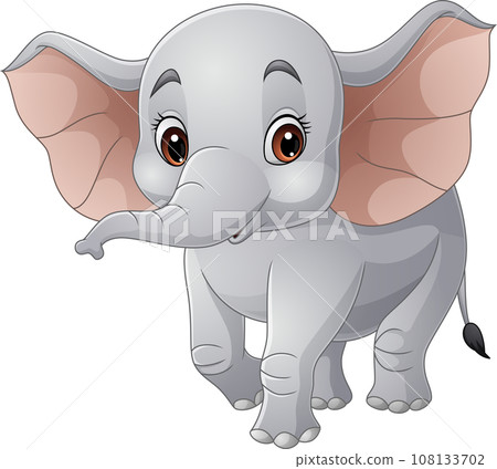 Cartoon elephant on white background 108133702