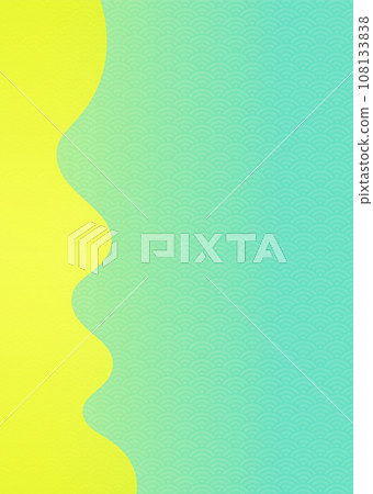 青海波浪圖案淺綠色和金色背景圖 108133838