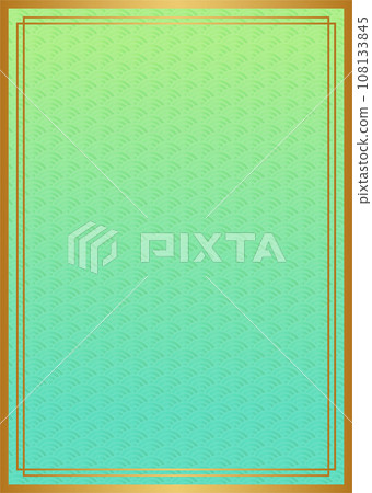 青海波浪圖案淺綠色和金色背景圖 青海波浪圖案淺綠色和金色背景圖 108133845