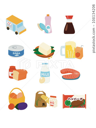 simple food illustration set icon simple food illustration set icon 108134206