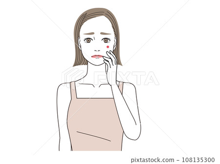 臉頰長了一個大疙瘩的女人 臉頰長了一個大疙瘩的女人 108135300