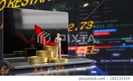 The man and coins for Business concept 3d rendering. The man and coins for Business concept 3d rendering. 108135334