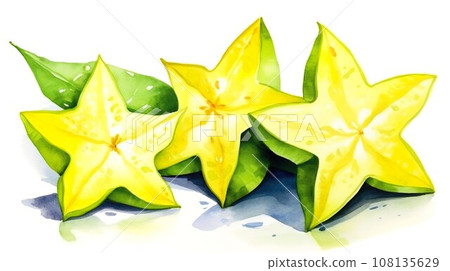 Watercolor illustration of star fruit "AI generated image" 108135629