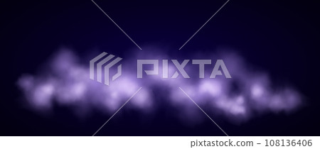 Purple neon smog background. Abstract glowing fog cloud wallpaper. Colorful smoke or dust design for banner, poster, collage, cover, presentation, brochure. Vector illustration 108136406