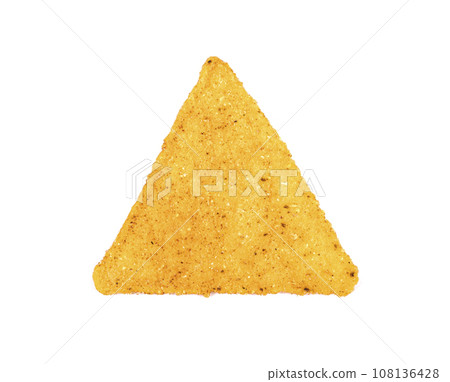 single nacho chip on white background single nacho chip on white background 108136428