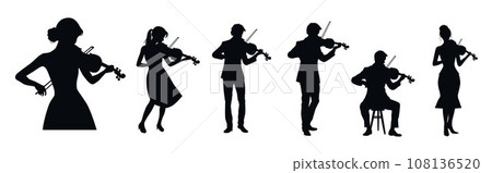 silhouette, vector, violinist 108136520