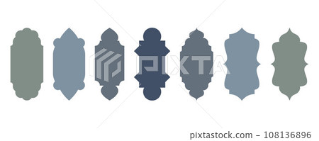 Ramadan shapes of windows and doors design. Islamic arches with Turkish ornament. Muslim oriental templates for banner and decor. Vector symbols 108136896