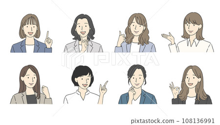Various pose illustration set of working women 108136991