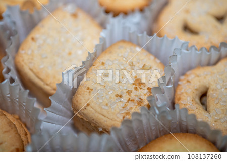 Danish butter cookies sweet tea biscuits in paper packaging Danish butter cookies sweet tea biscuits in paper packaging 108137260