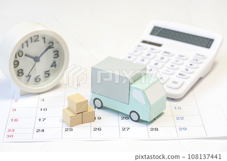 交貨計劃管理、卡車、時鐘、日曆、計算器 交貨計劃管理、卡車、時鐘、日曆、計算器 108137441