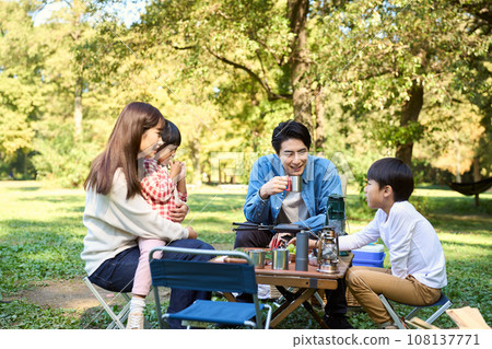 Family enjoying camping Family enjoying camping 108137771