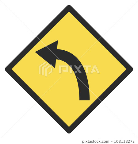 Single color illustration of a simple sign with left bending 108138272