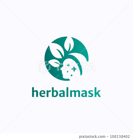 Beauty face herb mask logo design vector. Spa and cosmetic clinic symbol template 108138402