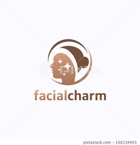 Beautiful facial charm logo design vector. Spa and cosmetic clinic symbol template Beautiful facial charm logo design vector. Spa and cosmetic clinic symbol template 108138403