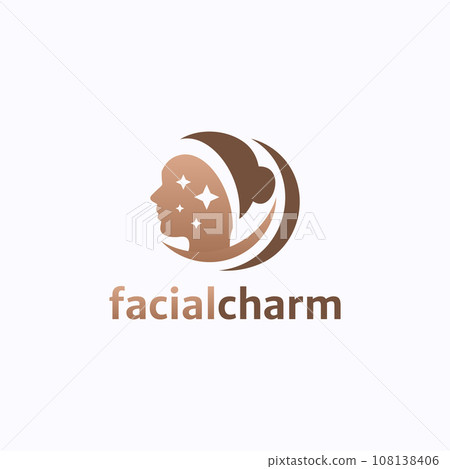 Beautiful facial charm logo design vector. Spa and cosmetic clinic symbol template Beautiful facial charm logo design vector. Spa and cosmetic clinic symbol template 108138406