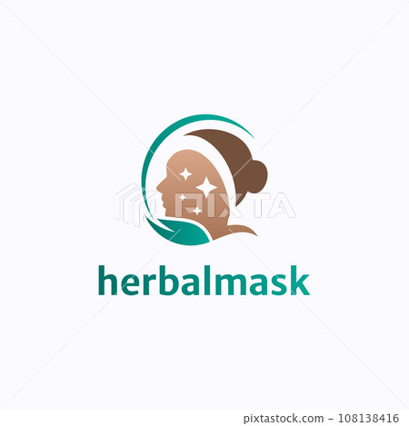 Beauty face herb mask logo design vector. Spa and cosmetic clinic symbol template 108138416