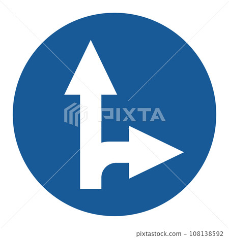 Single color illustration of a simple sign: Prohibited to proceed in any direction other than the designated direction Single color illustration of a simple sign: Prohibited to proceed in any direction other than the designated direction 108138592