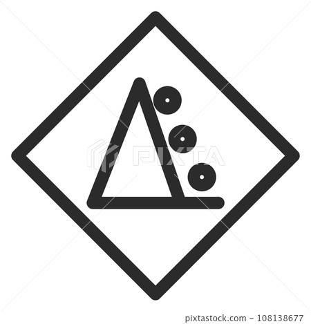 一個簡單標誌的單線圖解 — 落石的風險 108138677