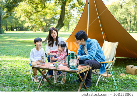 Family enjoying camping Family enjoying camping 108138802