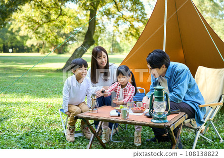 Family enjoying camping Family enjoying camping 108138822