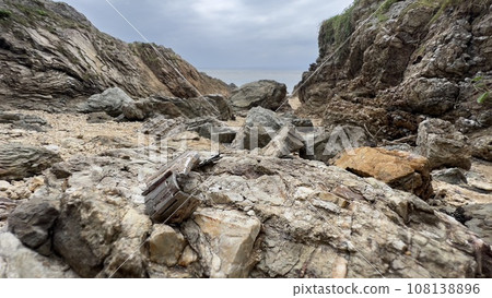 Metal fragments washed up on an artistic rocky area on Ishigaki Island Metal fragments washed up on an artistic rocky area on Ishigaki Island 108138896