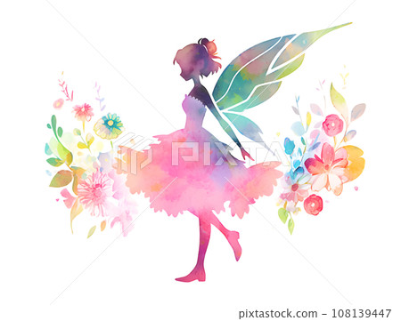 Flowers and fairies watercolor style "AI generated image" 108139447