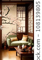 Japanese-style room with cherry blossoms 108139805