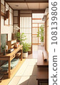 Japanese-style room with a tea table 108139806