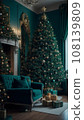 modern room with christmas tree 108139809