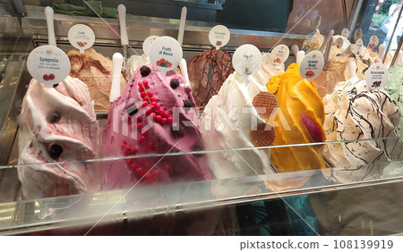 Italian ice cream in cafe Italian ice cream in cafe 108139919