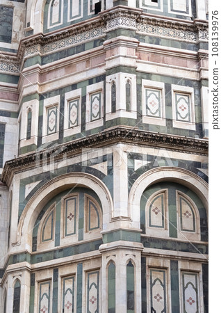 Details of the exterior of the di Santa Maria del Fiore or Cathedral of Saint Mary of the Flower - the main church of Florence, Tuscany, Italy. Details of the exterior of the di Santa Maria del Fiore or Cathedral of Saint Mary of the Flower - the main church of Florence, Tuscany, Italy. 108139976