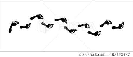 Human Barefoot Foot Track. Imprint silhouette on white Human Barefoot Foot Track. Imprint silhouette on white 108140387