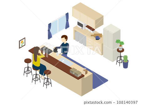 等距廚房家庭咖啡館 108140397