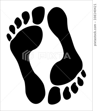 Foot step icon. Imprint, silhouette of a bare human foot Foot step icon. Imprint, silhouette of a bare human foot 108140421