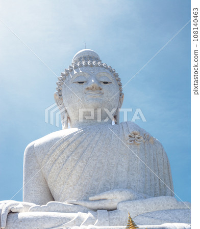 White marble statue of Phuket Big Buddha in Thailand 108140463