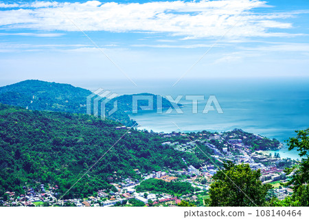 Phuket spring landscape by blue sky from Big Buddha viewpoint, Thailand 108140464